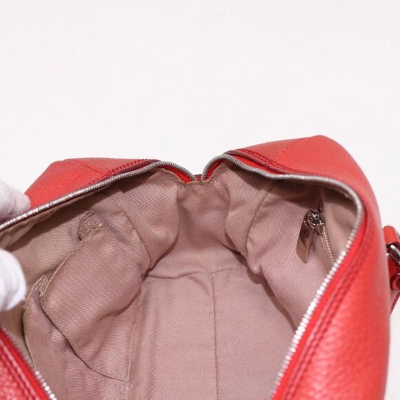 Salvatore Ferragamo Gancini Hand Bag Leather 2way Red Auth 78767 - Picture 11 of 16